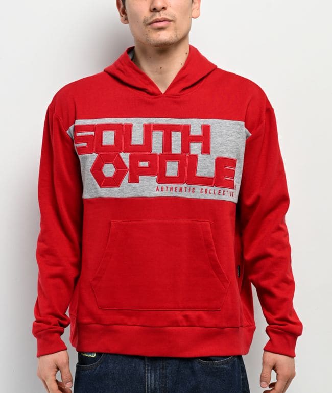 Southpole Logo Red & Grey Hoodie