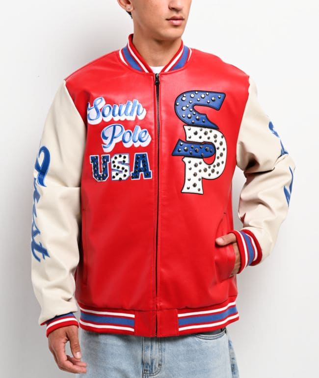 Southpole Stud Eagle Red, White & Blue Bomber Jacket